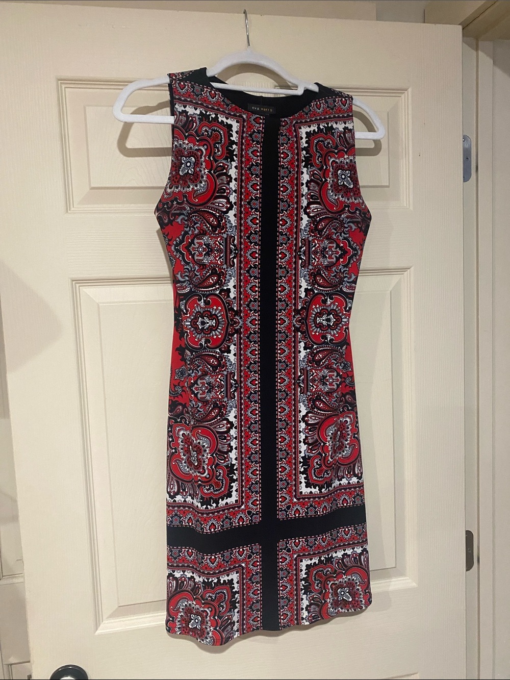 eva varro Red and Black Paisley Shift Dress